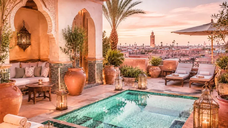 Luxury spa hotel in Marrakech with Moroccan pool